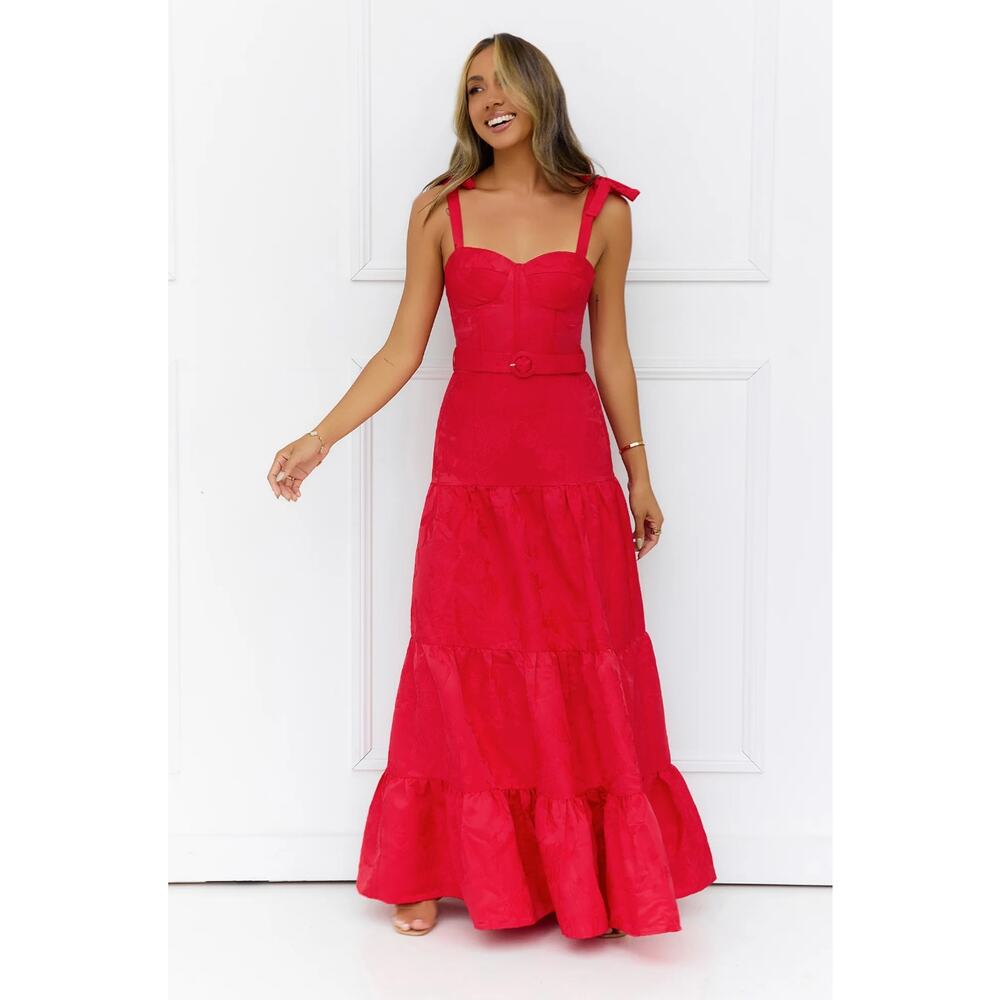 HELLO MOLLY Blaze Of Passion Maxi Dress Red Sz M/US 6 NWT $156 {3U21} - Picture 2 of 5